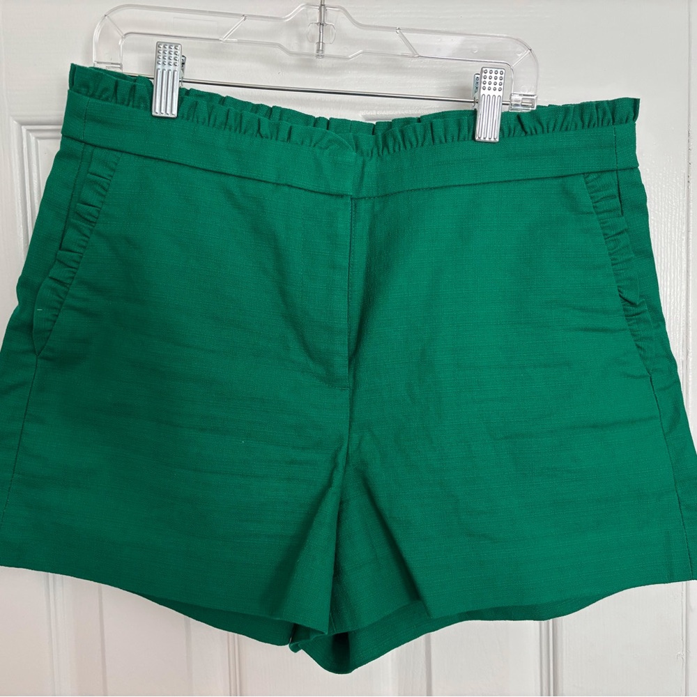 J. Crew High Waist Green Shorts Tailored Cotton Blend